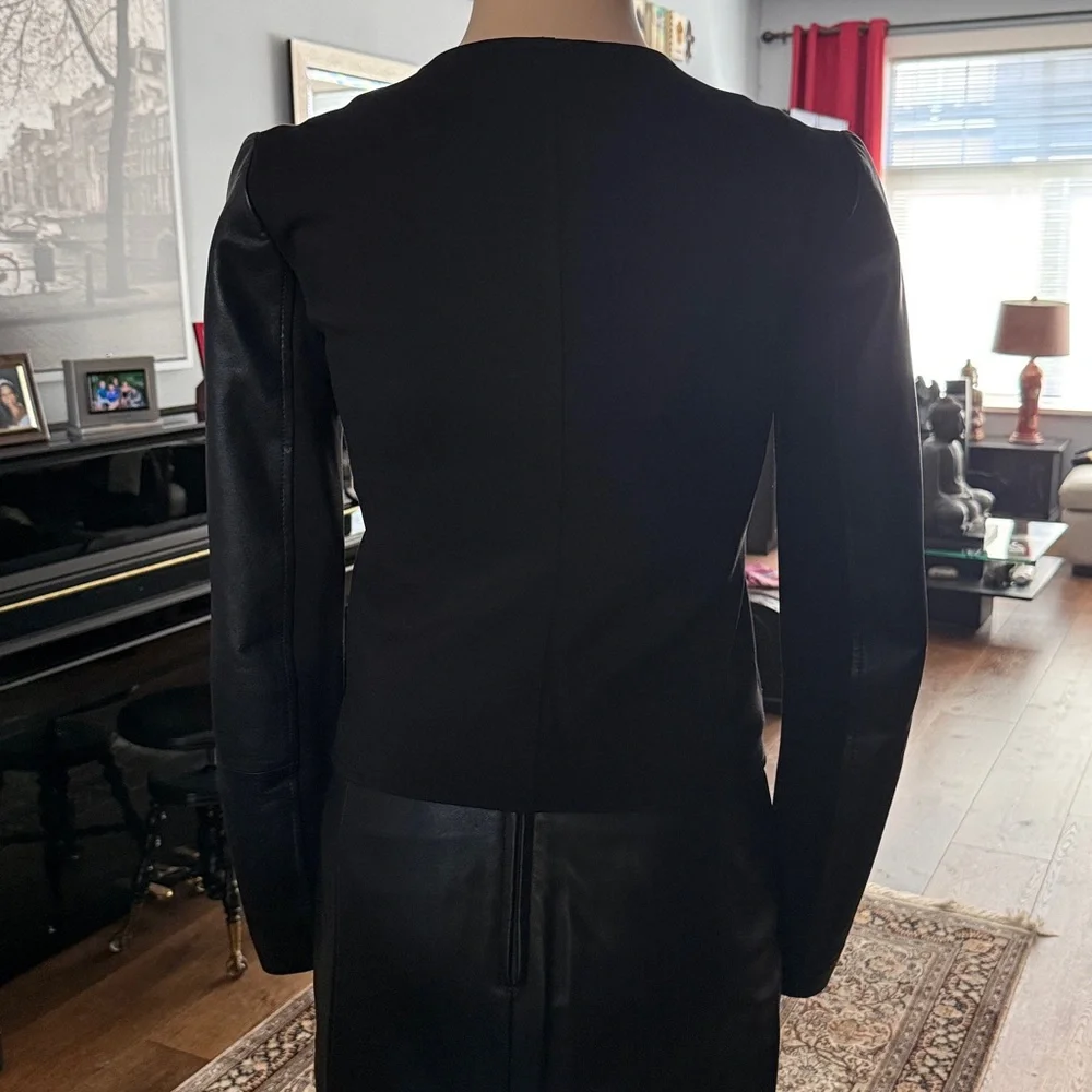 Michael Kors Black Leather Zip-Front Jacket - Picture 2 of 10